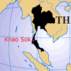 Globe showing position of Khao Sok