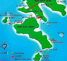 Map showing snorkel stops on the first day of snorkeling