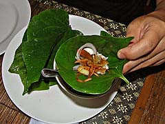 Assembled miang plah at Vientiane Kitchen