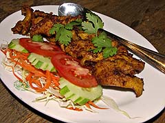 Appetizer of turmeric fried chicken