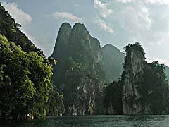 Limestone karsts on Cheow Lan Lake