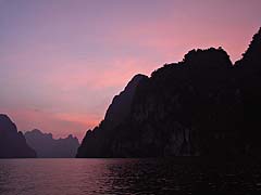 Pink sunset skies over Cheow Lan Lake