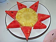 Watermelon and pineapple as edible art