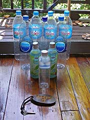 Empty water bottles imported from the mainland